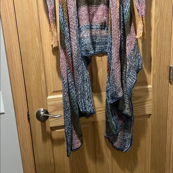 Anthropology knitted and knotted Multi-Color Striped Open-Front Women's Cardigan - Picture 2 of 7